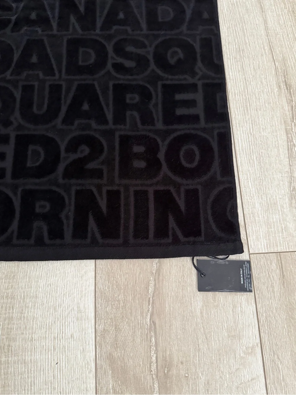 DSQUARED2 Black Towel with Neon Green Logo Stripe